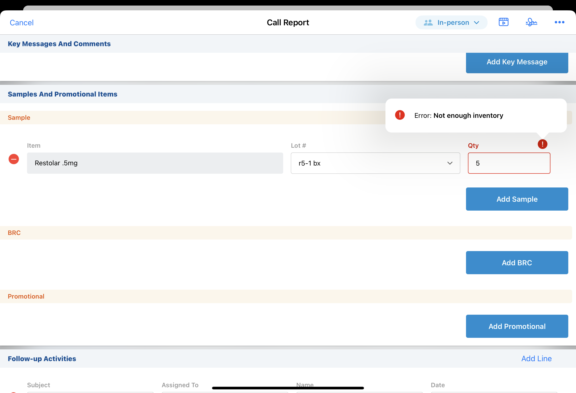 Preventing Negative Sample Inventory