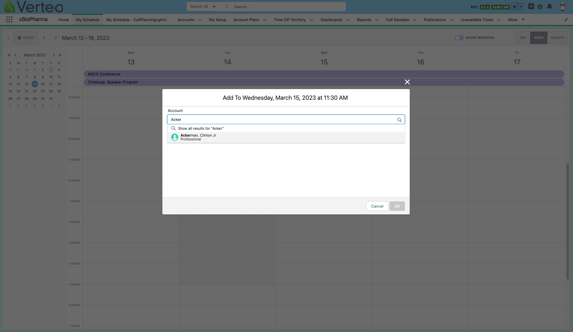 Scheduling Calls in Week View