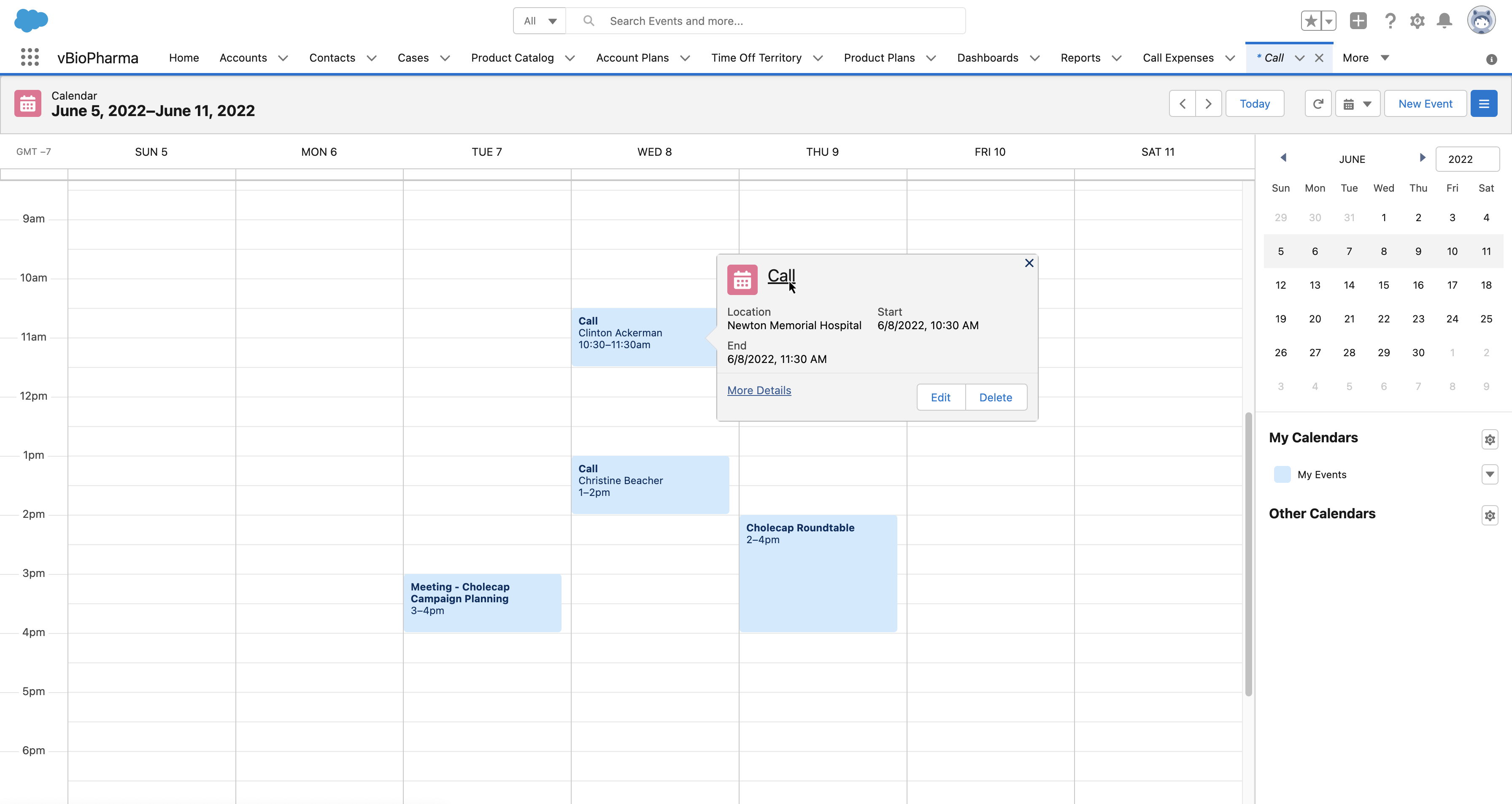 Managing Calls in the Salesforce Calendar